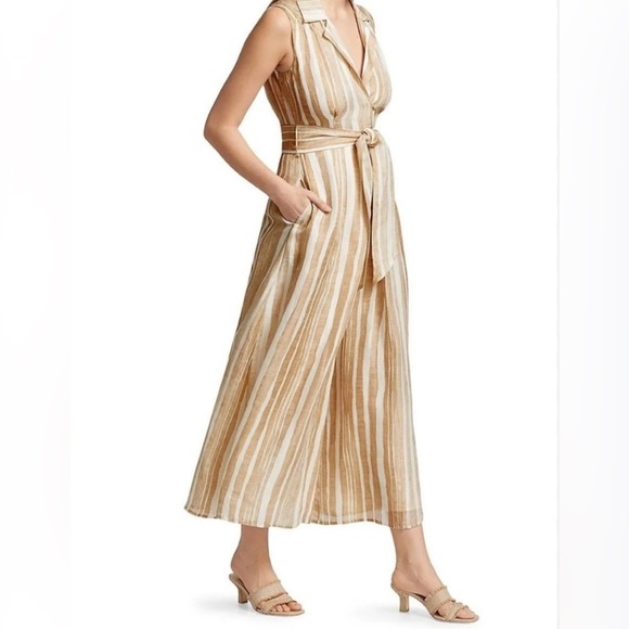 CULT GAIA Sybil Striped Jumpsuit Natural Multi Stripe Size L - Picture 4 of 12